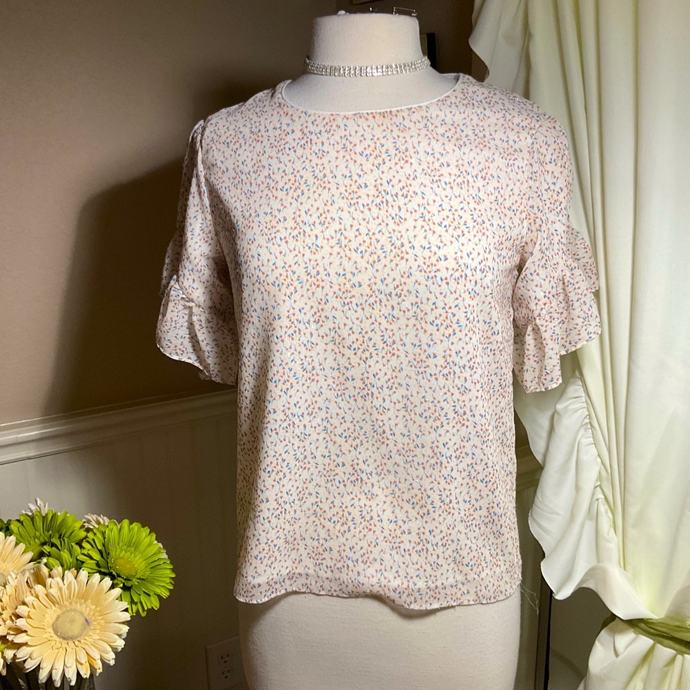 DREW RUFFLE SLEEVE TOP. SIZE XS